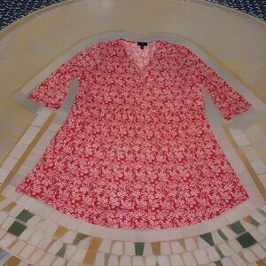 Marble S-L Red Floral V-Neck Babydoll Blouse Women's Cottage/Fairycore